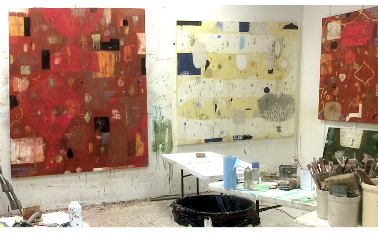 Nicholas Wilton's studio about a week away from a solo show.