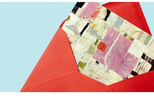 art invitation in red envelope